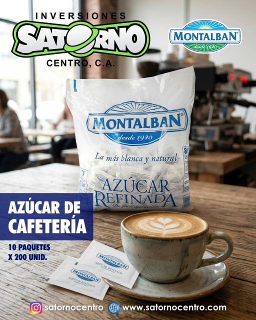 AZÚCAR MONTALBÁN 📦 SOMOS DISTRIBUIDORES 🍰
La línea de productos MONTALBÁN es ideal para uso diario, tanto en el hogar como en establecimientos comerciales👇🏻
🔺 Panaderías ✔️
🔺 Restaurantes ✔️
🔺 Cafetines ✔️
🔺 Fuentes de Soda ✔️
🔺 Luncherías ✔️
🔺 Cafeterías ✔️
Te mencionamos algunos productos👇🏻
🔺 Azúcar Blanca para Cafeterías ✔️
🔺 Papelón Natural en Polvo ✔️
🔺 Papelón en Polvo sabor a limón ✔️
🔺 Papelón sabor a Limón y Jengibre ✔️
🔺 Papelón sabor a Limón y Hierbabuena ✔️
🔺 Endulzantes ✔️
🔺 Azúcar Glass ✔️
💼 CONTÁCTANOS
WhatsApp👇🏻
📲 0414 442 4471 ✅
📩Correo: satornocentro@gmail.com
👇🏽👇🏾Síguenos 👇🏻👇🏿
⬇️ En CARABOBO ⬇️
🔸Instagram @satornocentro ✔️
🔸 Nuestra Etiqueta 👉 #satornocentro
#satorno
#azucaralmayor
#valencia
#carabobo