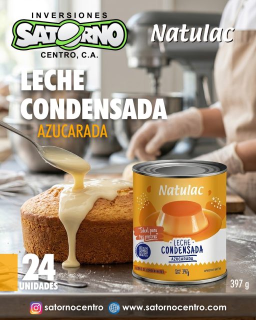 LECHE CONDENSADA NATULAC 🧁 AL MAYOR 💛 

Espesa, cremosa y deliciosa LECHE CONDENSADA AZUCARADA de la reconocida marca @natulacoficial 🧁👩🏻‍🍳⚡🤩

Ideal para uso en Tortas, Marquesas, Quesillos, Postres y dulces a nivel profesional, comercial o doméstico 😍🙋🏻‍♀️💛

Producto de fácil comercialización en Abastos, Minimarkets, Bodegones, Farmacias, Supermercados o Frigoríficos con rápido retorno de inversión 🥧🍮🧁🍩

🍰 DISPONIBLES en presentación de 24 unidades X 397 g c/u 📦🚚

💼 CONTÁCTANOS

WhatsApp✨
📲 0414 442 4471

📩Correo: satornocentro@gmail.com

👇🏽👇🏾Síguenos 👇🏻👇🏿

⬇️ En CARABOBO ⬇️
🔸Instagram @satornocentro ✔️
🔸 Nuestra Etiqueta 👉 #satornocentro

⬇️ En CARACAS ⬇️
🔸Instagram @satornojc ✔️

#satorno
#lechecondensada
#lechecondensadanatulac
#valenciavenezuela