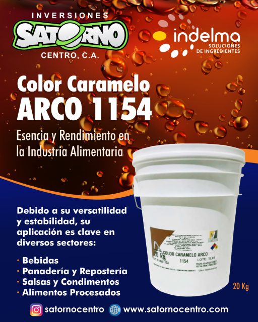 COLOR CARAMELO INDELMA 💯 AL MAYOR 📦🚛

Color Caramelo ARCO 1154: Esencia y Rendimiento en la Industria Alimentaria...

El Color Caramelo ARCO 1154 es un aditivo de grado industrial diseñado para aportar una coloración marrón uniforme, estable y de alta intensidad a una amplia variedad de productos alimenticios. Este insumo destaca por su excelente solubilidad y su capacidad para mantener la consistencia visual sin alterar el perfil de sabor original de las formulaciones.

Principales Usos en la Industria de Alimentos

Debido a su versatilidad y estabilidad ante cambios de temperatura y pH, su aplicación es clave en diversos sectores 👇

- Bebidas: Utilizado en la elaboración de refrescos de cola, maltas, cervezas oscuras y licores.

- Panadería y Repostería: Aporta tonos dorados y tostados a panes integrales, galletas, jarabes y coberturas.

- Salsas y Condimentos: Fundamental para estandarizar el color en salsa de soya, salsa barbecue (BBQ), aderezos y caldos concentrados.

- Alimentos Procesados: Ideal para la industria de cárnicos, confitería y cereales que requieren un aspecto visual más atractivo y apetecible.

Nota de Almacenamiento: Para preservar sus propiedades tintóreas y garantizar su vida útil, este producto de uso industrial debe mantenerse bien cerrado, en un lugar limpio, seco y a temperatura ambiente.

SOMOS DISTRIBUIDORES 💯

💼 CONTÁCTANOS

WhatsApp✨
📲 0414 442 4471

📩Correo: satornocentro@gmail.com

👇🏽👇🏾 Síguenos 👇🏻👇🏿

⬇️ En CARABOBO ⬇️
🔸Instagram @satornocentro ✔️
🔸 Nuestra Etiqueta 👉 #satornocentro

#satorno
#ColorCaramelo
#ColorCarameloalMayor
#ValenciaVenezuela