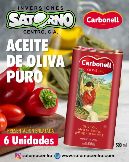 ACEITE DE OLIVA PURO CARBONELL ENLATADO AL MAYOR 😍💯📦

El aceite de oliva puro enlatado de Carbonell es una excelente opción para realzar el sabor de tus comidas diarias con la confianza de una marca líder. 

Su presentación en lata protege el producto de la luz y el aire, garantizando una óptima conservación de sus propiedades, frescura y calidad por más tiempo.

El aceite de oliva puro enlatado de Carbonell es un ingrediente versátil, ideal tanto para cocinar a temperatura moderada como para aderezar, aportando un toque mediterráneo, equilibrado y delicioso a cualquier receta de manera práctica y segura. 

¡Haz tu pedido ahora! 📦👇
SOMOS DISTRIBUIDORES 🙂👍

💼 CONTÁCTANOS

WhatsApp✨
📲 0414 442 4471

📩Correo: satornocentro@gmail.com

👇🏽👇🏾 Síguenos 👇🏻👇🏿

⬇️ En CARABOBO ⬇️
🔸Instagram @satornocentro ✔️
🔸 Nuestra Etiqueta 👉 #satornocentro

⬇️ En CARACAS ⬇️
🔸Instagram @satornojc ✔️

#satorno
#AceitedeOlivaCarbonellalmayor
#AceitedeOlivaCarbonell
#ValenciaVenezuela