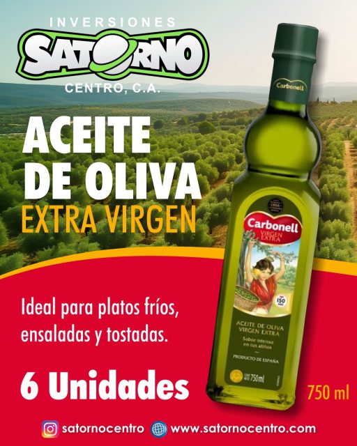 ACEITE DE OLIVA EXTRA VIRGEN CARBONELL AL MAYOR 💯📦🚛

El aceite de oliva extra virgen Carbonell es un auténtico referente de calidad y tradición mediterránea, elaborado mediante la selección y prensado en frío de las mejores aceitunas para preservar intactos todos sus nutrientes y antioxidantes.

Su perfil sensorial destaca por un equilibrio perfecto entre sutiles notas frutales, un aroma envolvente y un toque ligeramente picante en el paladar, lo que lo convierte en el aliado culinario ideal para realzar el sabor tanto de ensaladas y aderezos en crudo como de elaborados guisos y preparaciones a fuego lento. 

El aceite de oliva extra virgen Carbonell además de aportar un brillo dorado, destaca por su alto contenido en ácidos grasos saludables y vitamina E, cuidando el bienestar cardiovascular de toda la familia con la garantía de una marca con más de un siglo de experiencia en el arte del buen comer. 

¡Haz tu pedido ahora! 📦👇
SOMOS DISTRIBUIDORES 🙂👍

💼 CONTÁCTANOS

WhatsApp✨
📲 0414 442 4471

📩Correo: satornocentro@gmail.com

👇🏽👇🏾 Síguenos 👇🏻👇🏿

⬇️ En CARABOBO ⬇️
🔸Instagram @satornocentro ✔️
🔸 Nuestra Etiqueta 👉 #satornocentro

⬇️ En CARACAS ⬇️
🔸Instagram @satornojc ✔️

#satorno
#AceitedeOlivaCarbonellalmayor
#AceitedeOlivaCarbonell
#ValenciaVenezuela