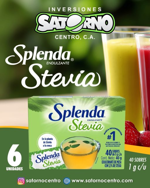 SPLENDA STEVIA ENDULZANTE AL MAYOR ☕🌿💯

Splenda Stevia en su presentación en polvo es un edulcorante de mesa a base de stevia, ideal para llevar a cualquier lugar.

Con Splenda Stevia en sobres es posible dosificar porciones individuales para endulzar bebidas, espolvorear sobre cereales, frutas frescas y mucho más. 
 
- Presentación de 40 sobres de 1 g c/u. 

¡Haz tu pedido ahora! 📦👇
SOMOS DISTRIBUIDORES 🙂👍

💼 CONTÁCTANOS

WhatsApp✨
📲 0414 442 4471

📩Correo: satornocentro@gmail.com

👇🏽👇🏾 Síguenos 👇🏻👇🏿

⬇️ En CARABOBO ⬇️
🔸Instagram @satornocentro ✔️
🔸 Nuestra Etiqueta 👉 #satornocentro

⬇️ En CARACAS ⬇️
🔸Instagram @satornojc ✔️

#satorno
#SplendaSteviaalmayor
#DistribuidordeSplendaStevia
#ValenciaVenezuela