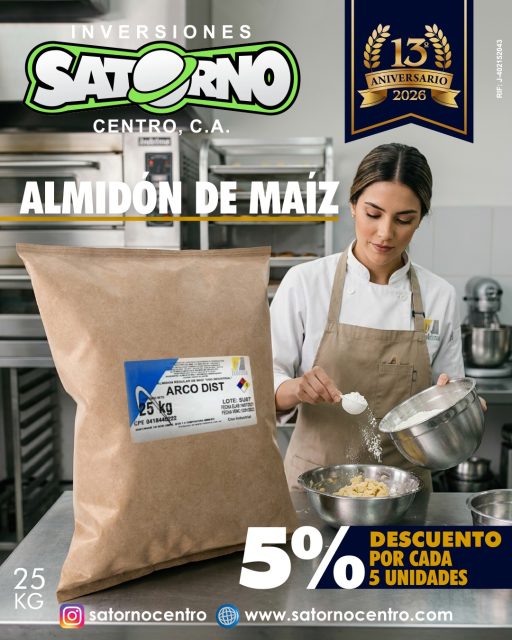 ALMIDÓN DE MAÍZ 👨🍳 AL MAYOR 💯📦
Aprovecha el DESCUENTO por motivo de nuestro 13º ANIVERSARIO!!!
5% DE DESCUENTO por cada 5 unidades.
El Almidón de Maíz de @somosindelma te ofrece múltiples ventajas 💯
1) Mejora la textura: Al usarse en mezclas con harina, produce productos más suaves y esponjosos (como panes, bizcochos y pasteles).
2) Sin gluten: Ideal para productos aptos para celíacos, ya que no contiene gluten y ayuda a dar estructura en recetas sin trigo.
3) Espesante eficiente: En salsas, cremas y rellenos (como natillas o crema pastelera), evita grumos y da una consistencia suave sin alterar el sabor.
4) Alarga la vida útil: Retrasa el endurecimiento de panes y bizcochos al reducir la formación de cristales de almidón (retrogradación).
5) Estabilidad en procesos: Resiste altas temperaturas y ciclos de congelación-descongelación, clave para alimentos precocinados o masas congeladas.
🌽 DISPONIBLE en sacos de 25 Kg ✔️
PÍDELOS AL MAYOR!!!
SOMOS DISTRIBUIDORES
INVERSIONES SATORNO CENTRO, C.A.
RIF: J-402152043
💼 CONTÁCTANOS
WhatsApp✨
📲 0414 442 4471
📩Correo: satornocentro@gmail.com
👇🏽👇🏾Síguenos 👇🏻👇🏿
⬇️ En CARABOBO ⬇️
🔸Instagram @satornocentro ✔️
🔸 Nuestra Etiqueta 👉 #satornocentro
⬇️ En CARACAS ⬇️
🔸Instagram @satornojc ✔️
#satorno
#almidondemaiz
#almidondemaizalmayor
#valenciavenezuela